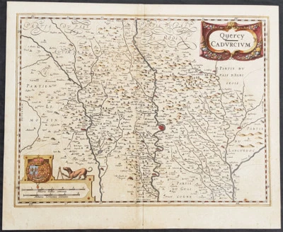 1628 Henricus Hondius Antique Map The Province of Quercy, Lot, Cahors, SW France - Image 1 of 4