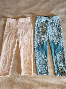 2 Pair Of GearBunch Girls XS (8-10) Athletic Leggings Elastic Mandala Faux Lace - Picture 1 of 7