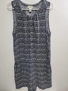 Mameluco Loft mediano mezcla de lino negro/blanco con bolsillos blusa geométrica - Imagen 1 de 9