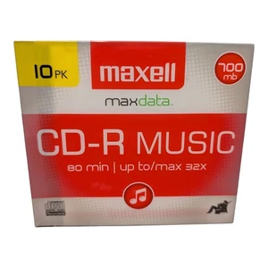 Maxwell CD-R Music 80 Minutes Up To Max 32x 700mb 10 PK Sealed - Picture 1 of 2