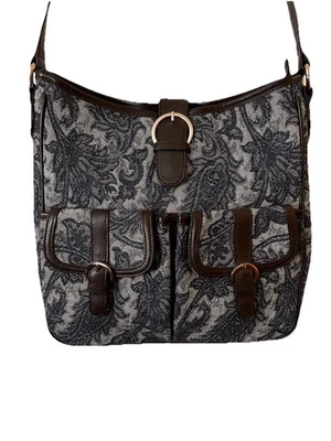 Original Christopher & Banks Bolso Bandolera Cartera Vintage Azul Toile Tapiz Foto 1 de 4