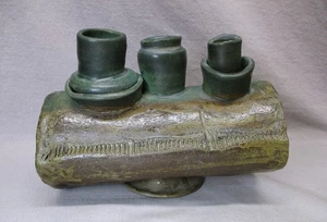 Firmado/fechado 1957 Mid Century Studio cerámica brutalista losa escultura/candelabro - Imagen 1 de 8