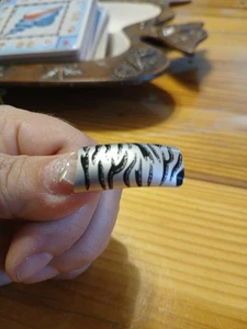 Remanente 140 PUNTAS DE UÑAS FRANCESAS CUADRADAS ACRÍLICO FALSO ARTE NEGRO PLATA BRILLO CEBRA - Imagen 1 de 5