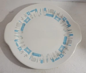 Vintage MCM Atomic Royal China Blue Heaven Cake Serving Platter - Picture 1 of 7