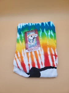 Peanuts New With Tags Snoopy Tie Dye 28in x 58in Beach Towel 100% Cotton - Picture 1 of 14