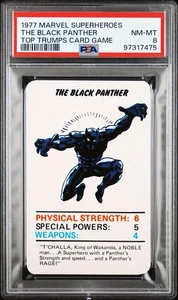 1977 MARVEL SUPERHEROES BLACK PANTHER TOP TRUMPS CARD GAME PSA 8 NM-MINT RARE!!! - Picture 1 of 2