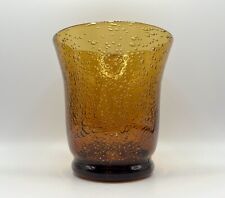 Hand Blown Amber Glass Candle Holder Bubbles 4.25” Footed