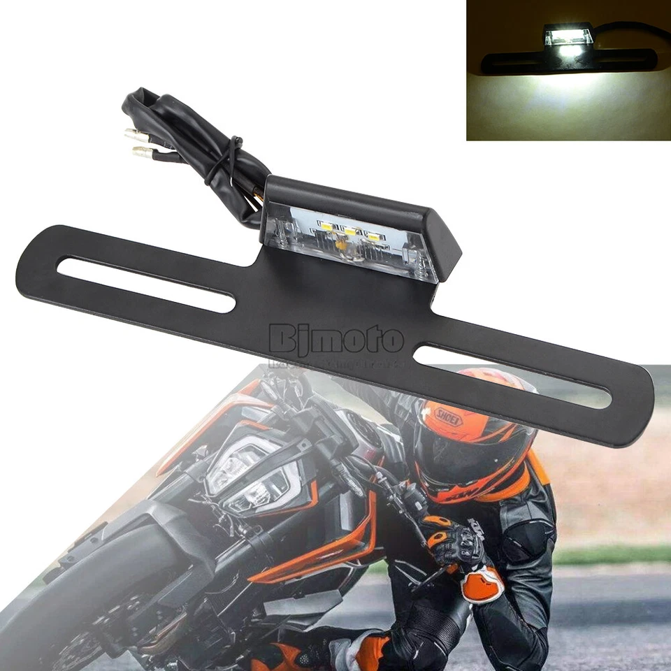 12V 1W Motorcycle License Plate Light Holder Bracket 3 LED Rear Light For Honda Foto 1 de 4