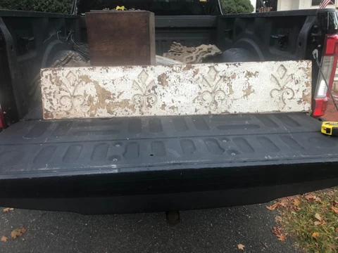 c1870 vintage frieze board panel crusty white 56/11/1.5” fleur de lis design Cover