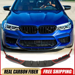 FOR BMW 5 Series F90 M5 2018-2020 REAL CARBON FRONT BUMPER LIP SPOILER BODY KIT - Bild 1 von 14