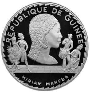 GUINEA 500 Sylis 1977 Silver NGC PF67 UC 'Miriam Makeba' Rare Free Shipping - Picture 1 of 4