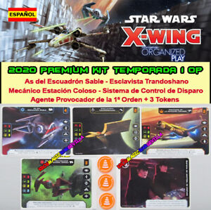 STAR WARS X-WING 2.0 2020 PREMIUM KIT T1 ESPAÑOL Sable, Esclavista, 1ªOr, 3 toke