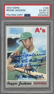 1970 Topps #140 Reggie Jackson HOF Auto PSA 6 DNA 10 94244846 - Picture 1 of 2