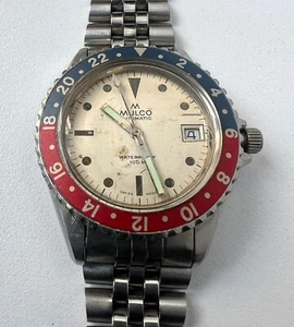 Mulco 481-257 Automatic Watch Vintage Mens Waterproof 100M White Dial To Restore - Picture 1 of 12
