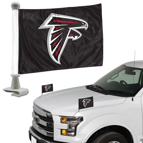 Atlanta Falcons Set of 2 Ambassador Style Car Flags - Trunk, Hood Cover