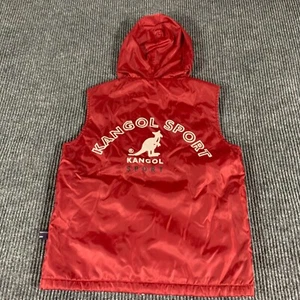 Kangol Sport Jacket Vest Youth Boys Medium Red Full Zip Hood Plaid Fleece Liner - Picture 1 of 15