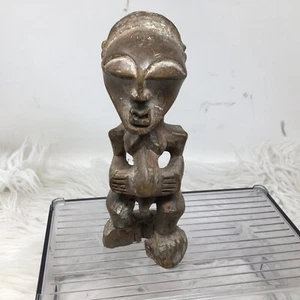 African Luba People Ancestral Male Statue Carved Wood Tribal Art 7.75x3” - Picture 1 of 8