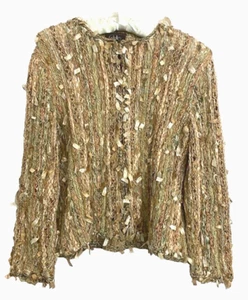 Vintage ESTELLE (Gracer) Fiber Art Cardigan --ribbon weave - Picture 1 of 15