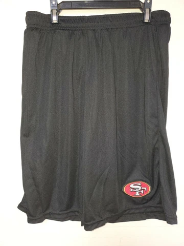 0724-1 Mens SAN FRANCISCO 49ers Polyester Jersey SHORTS Embroidered BLK POCKETS Cover