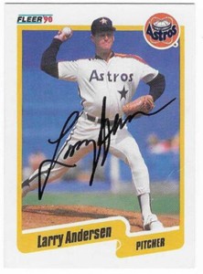 LARRY ANDERSEN 1990 FLEER AUTOGRAPHED SIGNED # 221 HOUSTON ASTROS