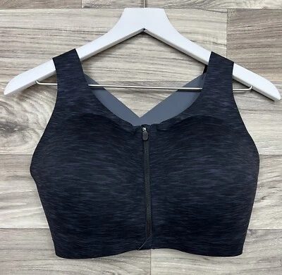 Lululemon Enlite Bra Zip Front Ultralu Soft Size 34DD STDC/BLK 50593 - Image 1 of 4