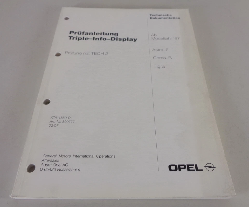 Manual de Taller Instrucciones Inspección Opel Corsa B, Tigra , Astra F Pantalla - Imagen 1 de 1