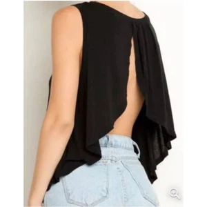 Brandy Melville Eliana Open Tulip Back Black Soft Stretchy Muscle Cotton Shirt - Picture 1 of 8