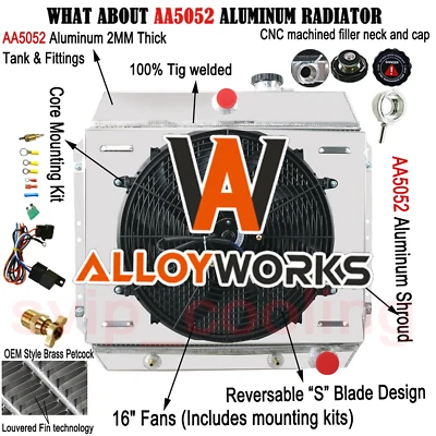 FOR 49-54 CHEVY BEL AIR FLEETLINE STYLELINE DELUXE V8 4 CORE RADIATOR+SHROUD FAN - Изображение 1 из 4