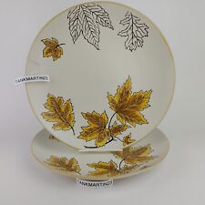 2 Set Eli + Ana Dinner Plates 10.5" Ceramic Fall Autumn 2023 Everwood Leaves
