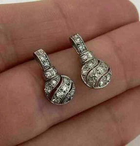 Art Deco Style Lab Created Diamond Drop Earrings For Her 14K White Gold Finish - Picture 1 of 10