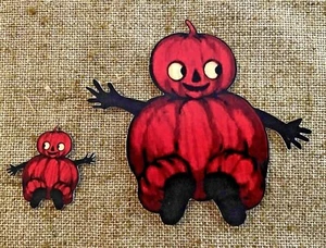 U Pick Vintage Inspired Smiling Baby Pumpkin Halloween Cardstock Decoration - Picture 1 of 7
