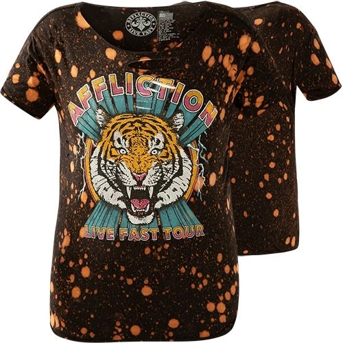 AFFLICTION Damen T-Shirt Rock Tiger Storm Schwarz/Braun - Bild 1 von 1