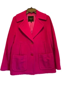 Talbots Damen 4 fuchsia rosa Wollmantel mittellang Taschen klassisch Urlaub - Bild 1 von 5