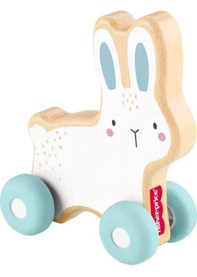 Fisher-Price veículo de brinquedo de madeira coelho push-along para bebê rastejar brincar 6 meses - Imagem 1 de 4