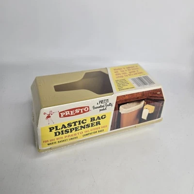老式 PRESTO 塑料袋垃圾罐分配器夹 NOS 20 世纪 70 年代米色 — 第 1/4 张图片