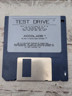 TEST DRIVE by Accolade 1987 MS-DOS 3.5" Disk PC XT AT Tandy Game - RARE Vtg  - Image 1 of 4