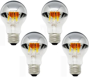 A19 Half Chrome Light Bulb 6W Dimmable, E26 Base Daylight White 6000K 60W Equiva - Picture 1 of 12