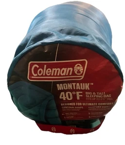 Saco de dormir Coleman Montauk 40°F grande y alto máxima comodidad para acampar azul - Imagen 1 de 1