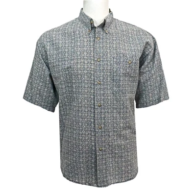 Camisa De Colección Años 90 Bugle Boy Para Hombres 2XL Gris Ramie Algodón Abotonada Manga Corta Foto 1 de 4