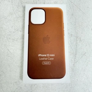Genuine / Official Apple iPhone 12 Mini Leather MagSafe Case - Saddle Brown - Picture 1 of 2