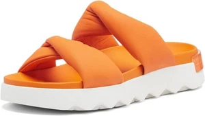 New! Womens Sorel Viibe Twist Koi/Sea Salt Sandals Size 9.5 Orange White - Picture 1 of 5