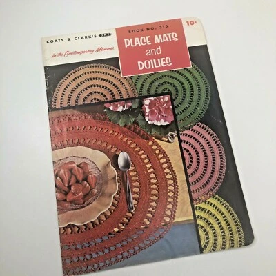 Coats & Clarks vintage 1955 crochet pattern book #315 place mats & doilies - Image 1 of 4