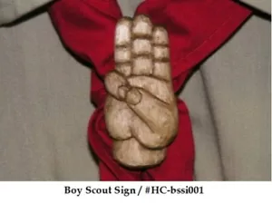 Hand Carved Boy Scout Sign Neckerchief Slide - Picture 1 of 1