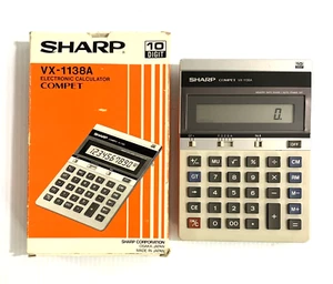 Vintage SHARP COMPET VX-1138A 10-Digit ELECTRONIC CALCULATOR w/ BOX JAPAN-Made - Picture 1 of 15
