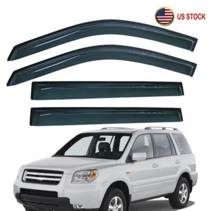 4pcs Set Smoke Window Visors Sun Rain Guards Shade Fit For Honda Pilot 2003-2008 - Picture 1 of 14