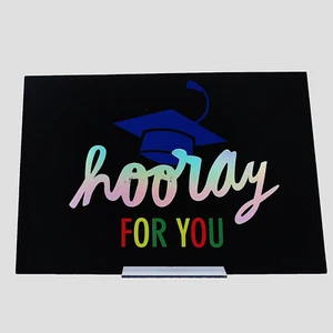 Graduation Card "Hooray For You" Hallmark Silver Foil Highschool College Medical - Picture 1 of 5