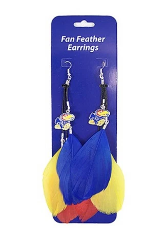 Little Earth NCAA Kansas Jayhawks Team Color Feather Earrings Cover