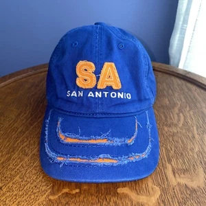 San Antonio Texas Distressed Hat (Royal Blue/Orange) One Size Adjustable - Photo 1/12