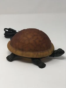 Vintage "Tiffany Style" Frosted Amber Glass Shell Turtle Table Lamp Night Light - Picture 1 of 9
