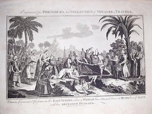India Funerale Sepoltura Cerimonia// Portlock Acquaforte Originale 1790  - Imagen 1 de 4